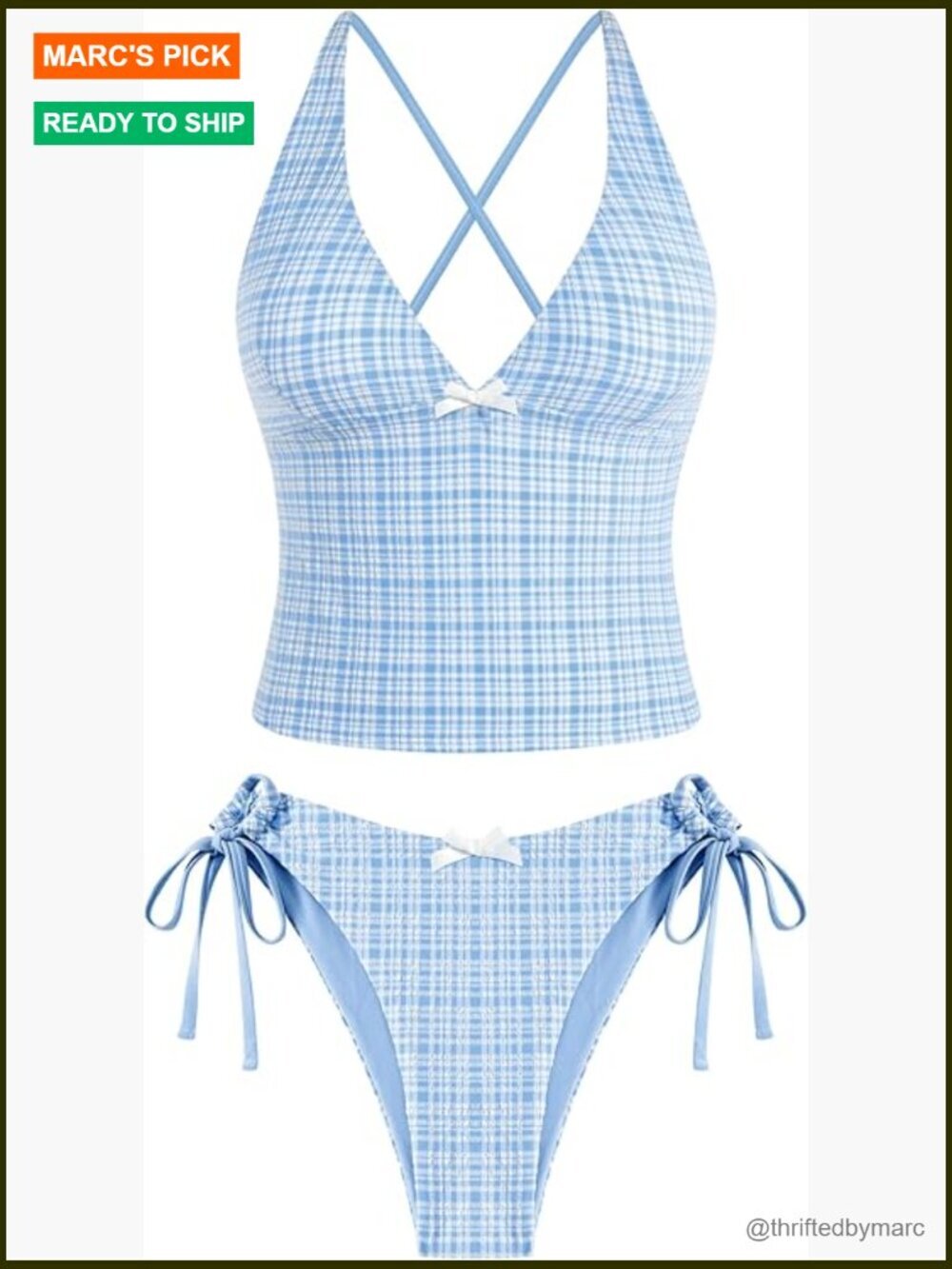 V Neck Tankini Set Tummy Control Tie Side Bikini 2 Piece Bathing Suit
